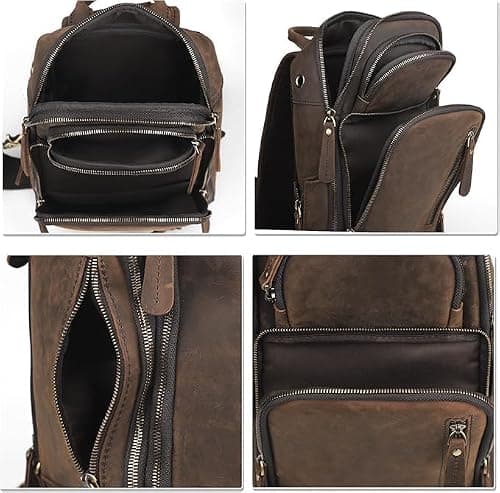 Vinlea Genuine Full-Grain Leather Crossbody Bag for Men Women — view 4