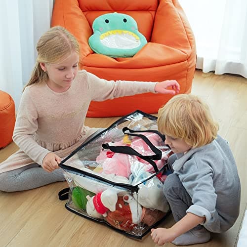 Vieshful 3 Pack Clear Comforter Storage Bag, 40L Clothes Storage Bag with Zipper Closet Organizer, Plastic Storage Containers Moving bags for Comforter, Blanket, Bedding, Duvet, Toys — view 6