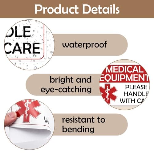 10PCS Medical Equipment Stickers Self-Adhesive Vinyl Decal Fragile Medical Equipment Inside Stickers for Hospital Nursing Travel Suitcase Backpack Carton Shipping Bags 6.5 X 4.5 in — view 3