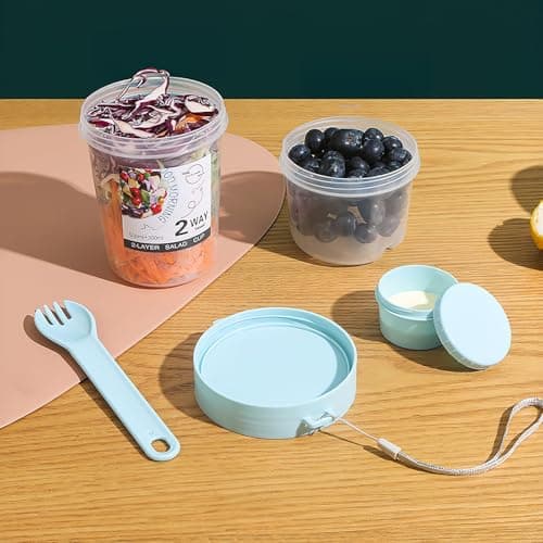 8 Pack Plastic Yogurt Pots with Lids, Reusable Overnight Oats Container — view 4