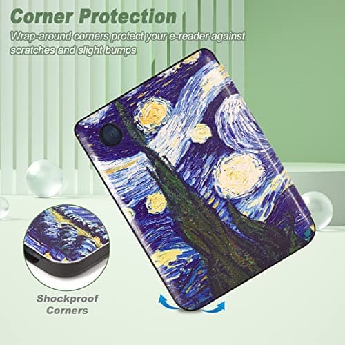 DMLuna Case for Kobo Clara 6" eReader, Ultra Slim Lightweight Folio Premium PU Leather Protective Cover with Auto Sleep/Wake Function, Starry Night — view 4