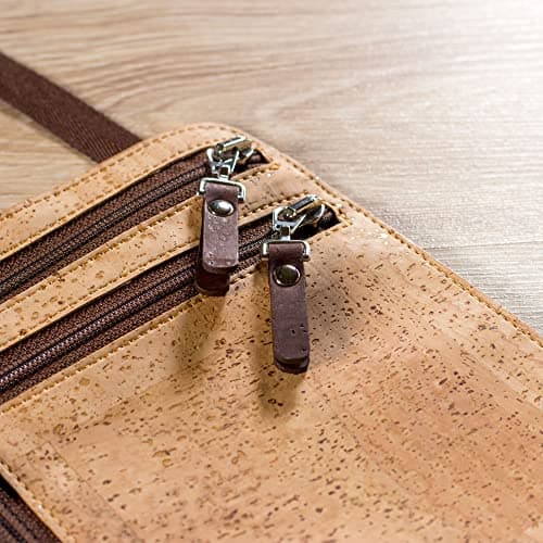 Corkor Cork Travel Neck Wallet - Vegan Slim Passport Holder RFID Blocking Travel Pouch to Protect Cash, Credit Cards and Travel Documents, Light Brown, Neck Wallet — view 4