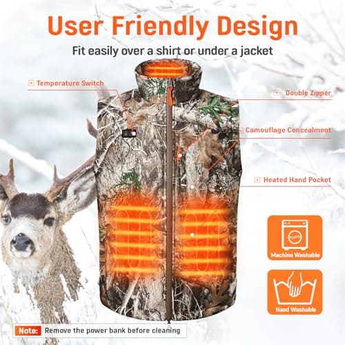LANCERGEARS Rechargeable Heating Vests with Battery Pack - Winter Hunting Heating Vest, for Hunting, Skiing, Golfing & Hiking, Camo, L — view 5