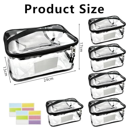 6pcs XL Clear Toy Storage Bags with Handles, Zipper Mesh Storage Bag, Black — view 2