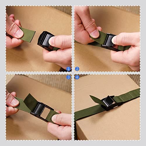 Hejo 6PCS Ratchet Straps, Green Ratchet Tie Down Straps with Cam Buckle, Heavy Duty Tensioning Belts Adjustable Lashing Straps for Motorcycles, Bikes, Luggage(250x2.5cm) — view 4