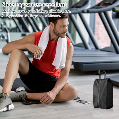 6 Pcs Shoe Bags for Travel, Portable Nylon Shoe Bag Waterproof Dust Proof Shoes Storage Bags Unisex Shoe Pouch for Daily and Travel Use (Black, Grey) — view 4
