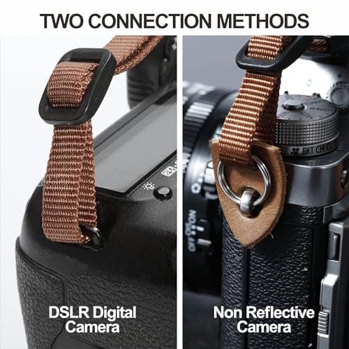 Padwa Lifestyle Stripes Camera Strap - 1.5" Crazy Horse Cowhide Head Soft Cotton Rope Weave Camera Straps for Photographers and All Cameras,Cute Adjustable Vintage Woven Strap for Adults & Kids — view 2
