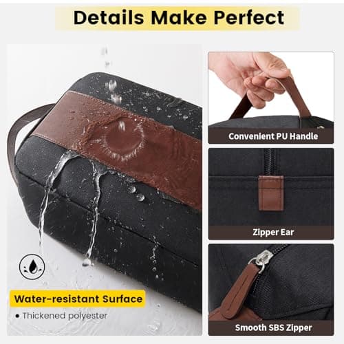 Vorspack Water Resistant Travel Toiletry Bag for Men Women - Black — view 5