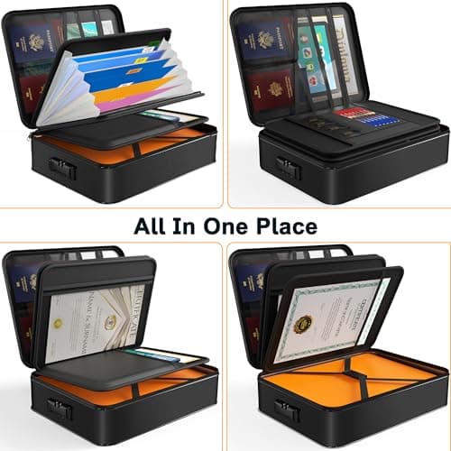 JUNDUN Fireproof Document Box with 7 Pockets File Folder — view 2