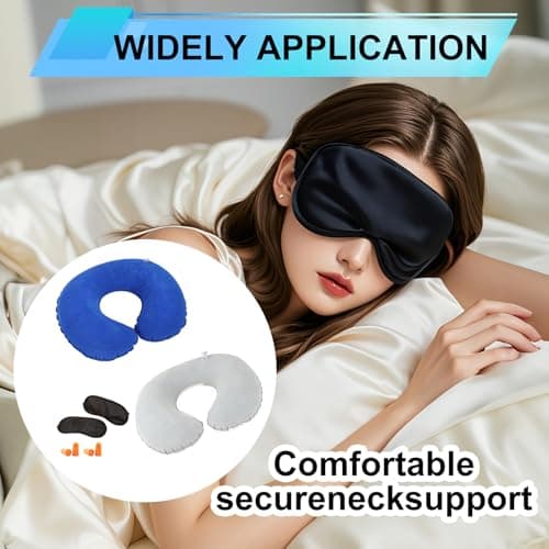 2 Pack Inflatable Neck Pillow for Travel - Portable and Comfortable Travel Pillow for Airplane, Neck Support Pillow for Adults and Kids, Easy to Inflate Travel Pillow for Sleeping on Long Journeys — view 5