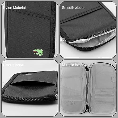 GLADFRESIT Travel Wallet Passport,RFID Organizer Pouch for Cards, Documents, IDs, Money (Black) — view 3