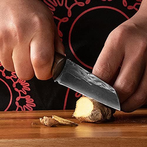 Fubinaty Small Chef Knife 4 Inch Japanese BBQ Knife Handmade Forged Kitchen Knives Full Tang High Carbon Steel with Sheath and Wooden Handle for Home and Outdoor Cooking — view 4