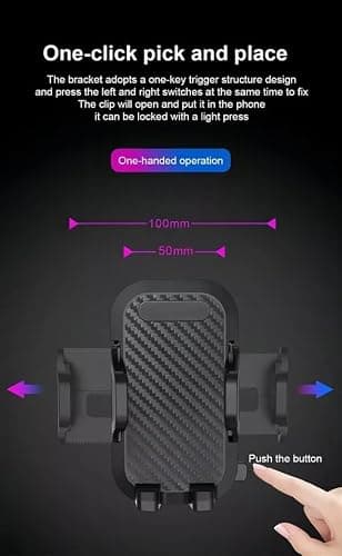 Universal Car Phone Holder with Suction Cup Mount, 360° Rotation, One-Click Clamp, Carbon Fibre Style, for All Mobile Phones — view 3