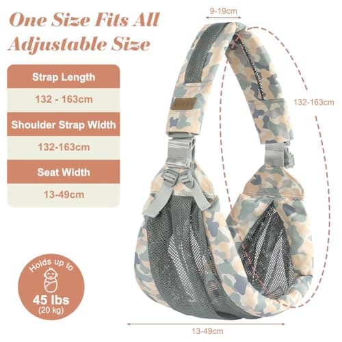 AUYAO Baby Sling Carrier Portable Toddler Sling Thick Shoulder Strap 3D Mesh Wrap Sling Wrap Baby Carrier Adjustable Baby Hip Sling Carrier for Newborn Up to 0-36 Month(Camouflage Pattern) — view 2