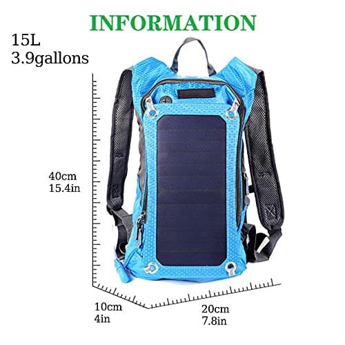 GQYYS Solar Backpack, Solar Powered 1.8 Liter Hydration Backpack / 7 Watt Solar Panel, Solar Powered Pack for Hiking Biking Running Walking Climbing Outdoor Travel — view 6
