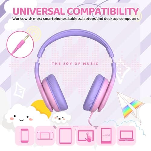 JoySpark Kids Headphones for School Toddler, 3.5mm Jack, Gradient Pink — view 6