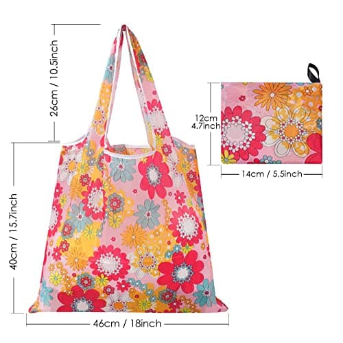 Chuboir 10pcs Large Foldable Shopping Tote Bags, Reusable Eco Grocery Tote Bags Foldable in a Pouch, Washable Grocery Shopping Bags for Daily Shopping Travel Storage — view 3