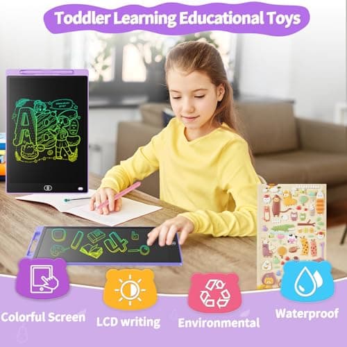 Genialba 10 inch LCD Writing Tablet Colorful Screen Drawing Board Toddler Toys Learning Educational Toys Gifts for Birthday for 2 3 4 5 6 Year Old Boys Girls (Purple) — view 3