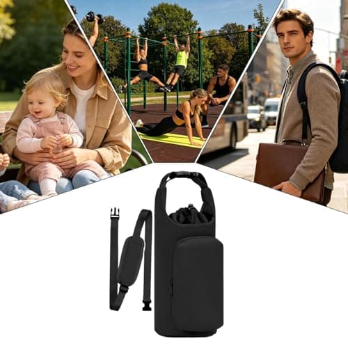 Water Bottle Holder with Strap Insulated Drawstring Carrier with Pocket — view 4