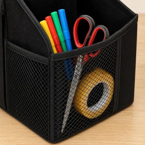 Lirynox Car Organiser, 31x25x25cm Car Seat Organizer Portable Waterproof Boot Storage Organisers with Handle Foldable Multi-Compartment Backseat Storage Caddy for Holds Toys Snacks Cups Books Tissue — view 2