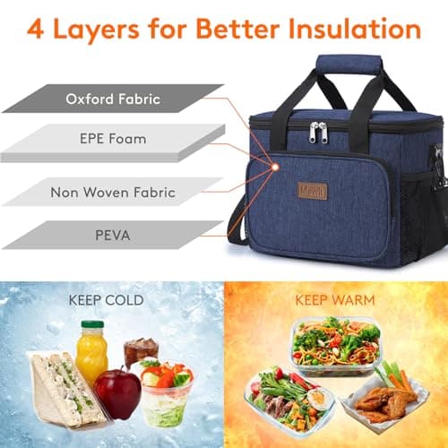 Lifewit Lunch Bag 15L 24 Can Insulated Lunch Box Soft Cooler Cooling Tote for Adult Men Women, Dark Blue — view 2