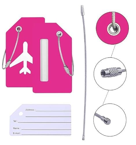 SCHUMAOYI 4 Pcs Adjustable Luggage Straps + 2 Tags Pink Travel Belt — view 4