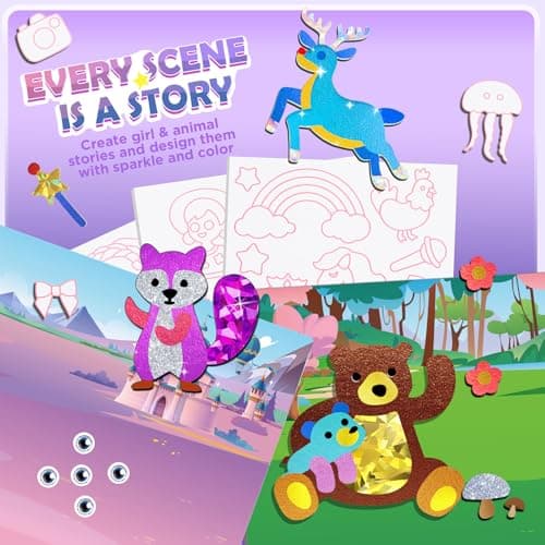 URMYWO Foil Fun Arts & Crafts for Kids Ages 4-12 | Large Size | 20 Themes | Double Sided with Coloring Back | No Mess Art Kit | Travel Toys Gifts for Girls Boys (Colorful) — view 3
