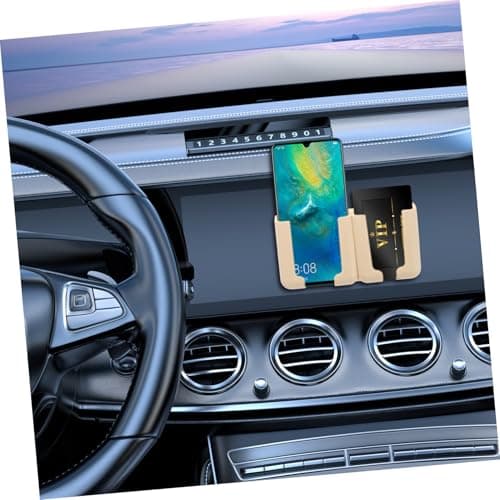 Ciieeo Car Dashboard Phone Holder Beige Adhesive Plastic Dash Mount for Car, Secure Easy Installation, Does Not Obstruct Charging Ports — view 4