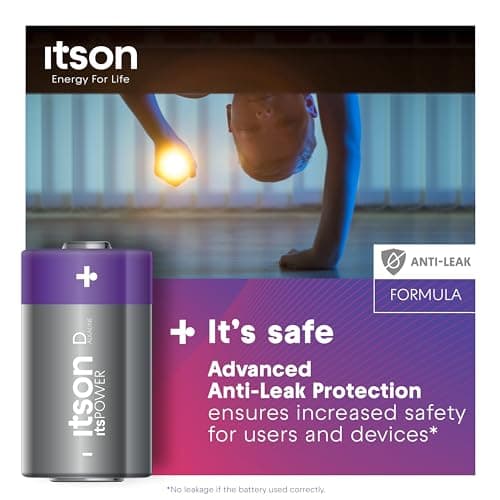 ITSON, D batteries, pack of 2, eco-friendly packaging of 95 Percentage recycled materials, for clocks, torches, remote controls, made in EU — view 4