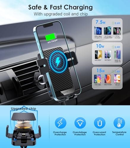 MOKPR Car Phone Holder Wireless Charger, 15W Wireless Car Charger — view 2