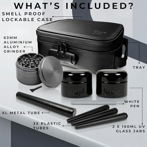 STASHIC Elite Smell Proof Case Kit - Grinder, UV Jars, Tubes & Tray - SH* — view 2