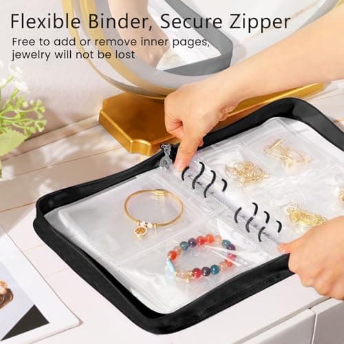 Emibele Travel Jewelry Organizer Case Large Capacity Jewelry Storage Binder — view 5