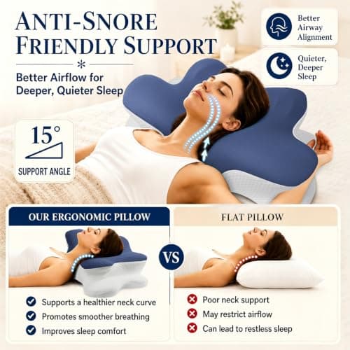 Hydomi Cervical Memory Foam Pillow for Neck and Shoulder Pain-Adjustable Orthopedic Pillow with Armrest Design-Bed Pillow with Cooling Washable Cover for Side, Back & Stomach Sleep — view 4