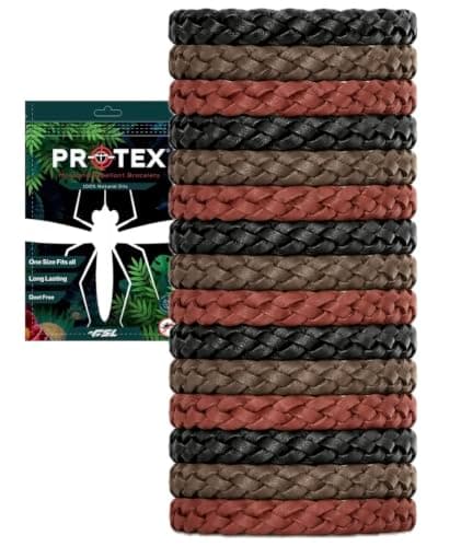 15 Pack Insect Repellent Bracelets, Adjustable Leather Deet-Free Wrist Bands, Effective Protection, Insect Mosquito Repeller Bands for Adults & Kids, Resealable Package