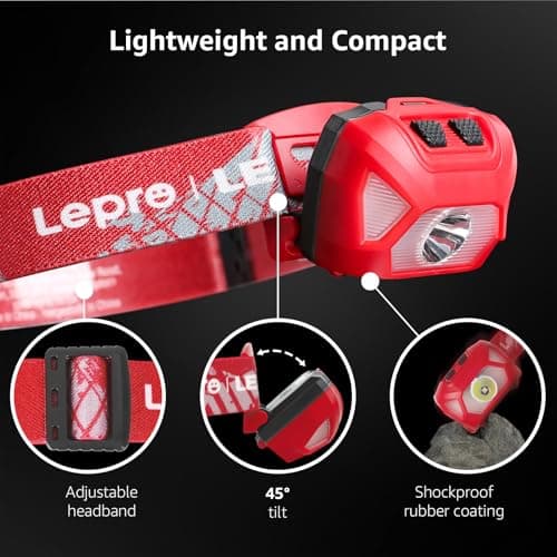 Lepro Head Torch, 2 Pack Super Bright LED Headlamp 6 Lighting Modes — view 5