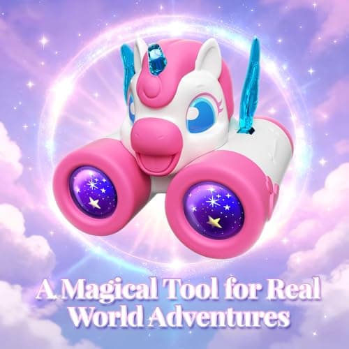 Binoculars Kids with Bird Watching Guide, Unicorn Gifts for Girls Age 3-9, Kids Outdoor Garden Toys for 3 4 5 6 7 Year Old Girls, Birthday Present for Girl Explorer Camping Toy for Nature Exploration — view 2