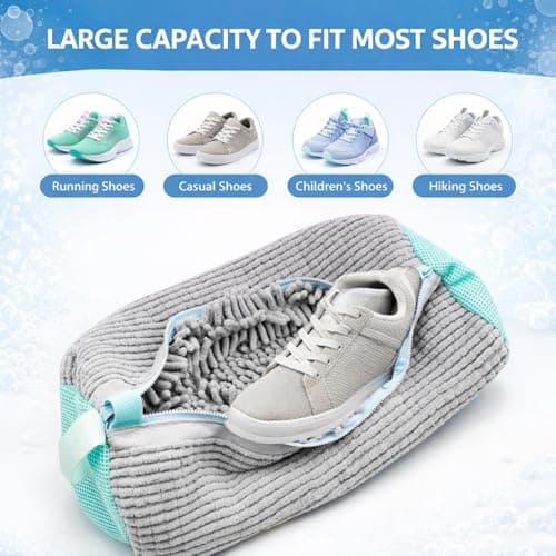 Shoe Washing Machine Bag, Trainer Washing Bag Reusable, Protective Shoe Wash Bag for Washing Machine & Dryer, Microfiber 360° Cleaning Laundry Bag for Trainers（White — view 3