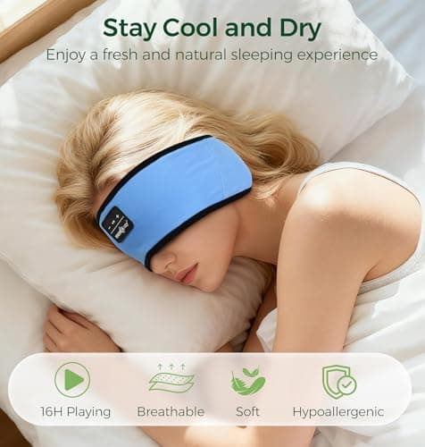 MUSICOZY Sleep Headphones Cooling Headband Headphones Bamboo Cotton — view 4