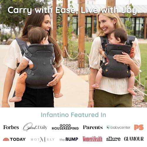 Infantino Flip Luxe 4-in-1 Convertible Baby Carrier, Ergonomic Infant to Toddler Carrier, Updated Lumbar Support, Premium Herringbone Fabric, Elevated Accents, Hands-Free Comfort, 3,2-16 kg, Onyx — view 6