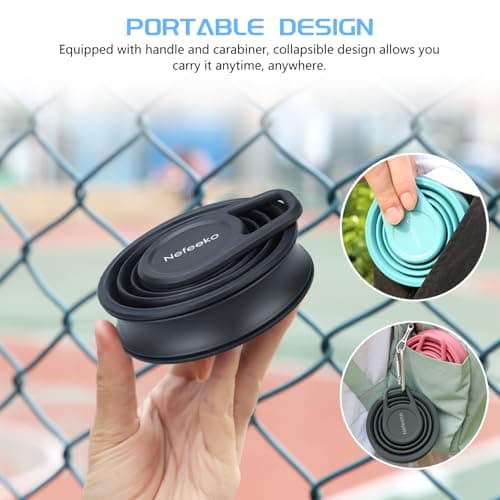 Nefeeko Collapsible Water Bottle,17oz(500ml) Reuseable BPA Free Silicone Foldable Water Bottles for Travel Gym Camping Hiking, Portable Leak Proof Sports Water Bottle with Carabiner — view 6