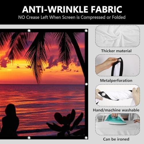 Screen Projector 100 Inch 16:9 HD Foldable Projector Screen Portable Projector Screens Hanging Double-Sided Projection Anti-Wrinkle Projector Screen for Home Cinema Home Office Camping School Meeting — view 4