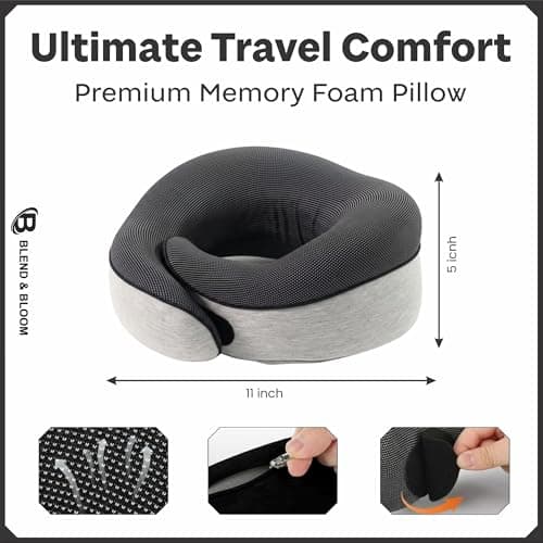 Blend & Bloom Travel Pillow for Airplane, Light Grey — view 2