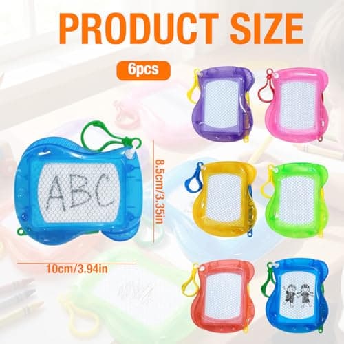 6 Pack Mini Magnetic Drawing Boards with Keychains, Portable Doodle Sketch Pads, Colourful Erasable Writing Boards for Travel, Party Favours, Creative Activities and On-the-Go Entertainment, — view 3