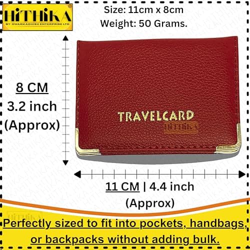 HITHIKA - New Leather Oyster Travel Card Bus Pass Holder Wallet Rail Card Cover CASE (Maroon) — view 2