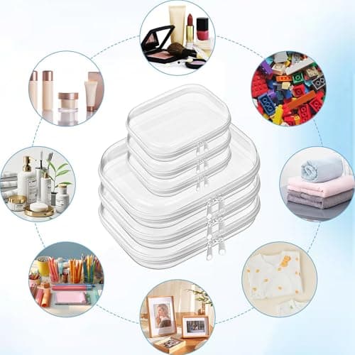 6 Pcs Clear Zippered Hard Cases, Travel Storage Pouch — view 4