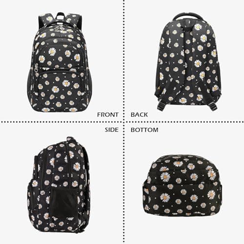 SIVENKE Daisy Printed School Backpack Set with Lunch Bag Pencil Case 3 Pieces School Bags for Teens Girls Boys Primary Junior Middle School Water Resistant Lightweight Bookbag Travel Rucksack — view 6