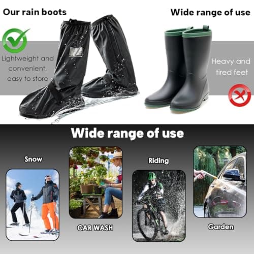Raisand Waterproof Shoe Covers, Non Slip Waterproof Overshoes with Zip and Reflective Strips, Reusable Waterproof Shoe Covers for Cycling, Fishing and Outdoor Activities, Size L Fits EU 42–43 — view 5