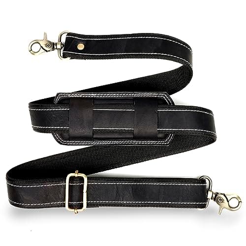 Bagsifi 60-inch Genuine Black Leather Shoulder Straps for Bags Perfect Crossbody Strap for Laptop Bag, Messenger Bags, Briefcase, Satchel, Purse, Handbag, Duffle Luggage, Totes, Gym Bags