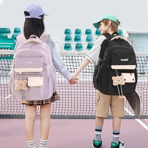 SUNYBLIS Girls School Bag Cute Backpack Rucksack with Pendant, Purple — view 5