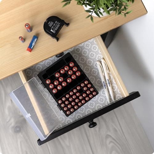 ANSMANN Battery Station [Pack of 1] Battery Storage Organiser Case for AA, AAA, and 9V Block Batteries Ideal For Storing Protecting Full and Empty Batteries - Battery Tester Included — view 6
